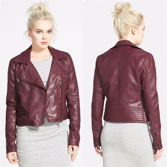blanknyc denim faux leather fitted moto jacket
